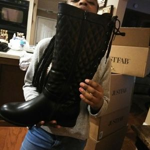 Brand new black quilted boots